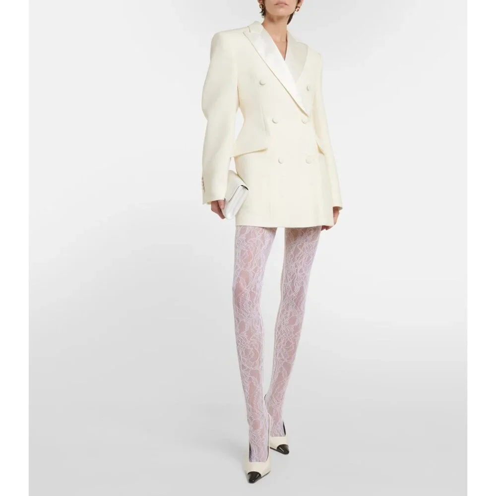 WARDROBE.NYC Lace Tights in Off White New Womens Nylons Pantyhose